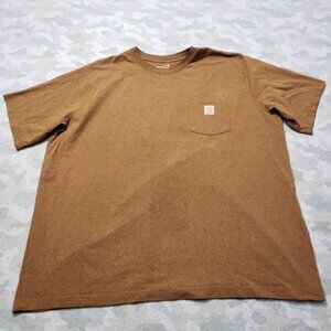 Carhartt Shirt Mens 3XL Brown Pockets Relaxed Fit Short Sleeve Workwear